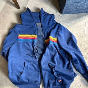 Aviator nation zip hoodie XL 5 stripe navy